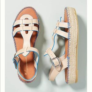 Anthropologie Flatform Espadrille Fisherman Sandals, Size US 7 (EU Size 38)